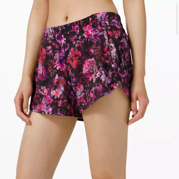 LULULEMON TRACKER SHORT 4”-FLUORO FLORAL MULTI, 8 - Picture 10 of 13
